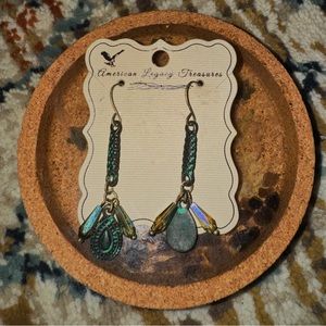 Emerald and turquoise dangly earrings